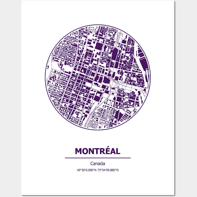 Montreal city map coordinates Wall Art by SerenityByAlex